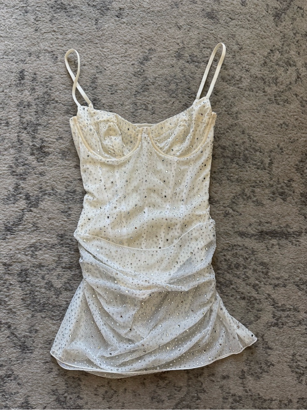 Oh Polly Cream Embellished Strappy Mini Dress - Picture 5 of 7